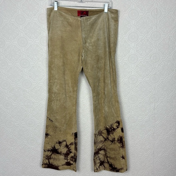 Vintage Johnny Blaze Flame 100% Suede Leather Flare Pants Vintage Johnny Blaze Flame 100% Suede Leather Flare Pants